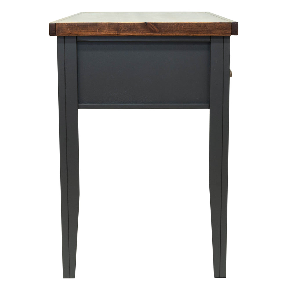 53 inch Writing Desk, No Assembly Required, Black and Whiskey Finish