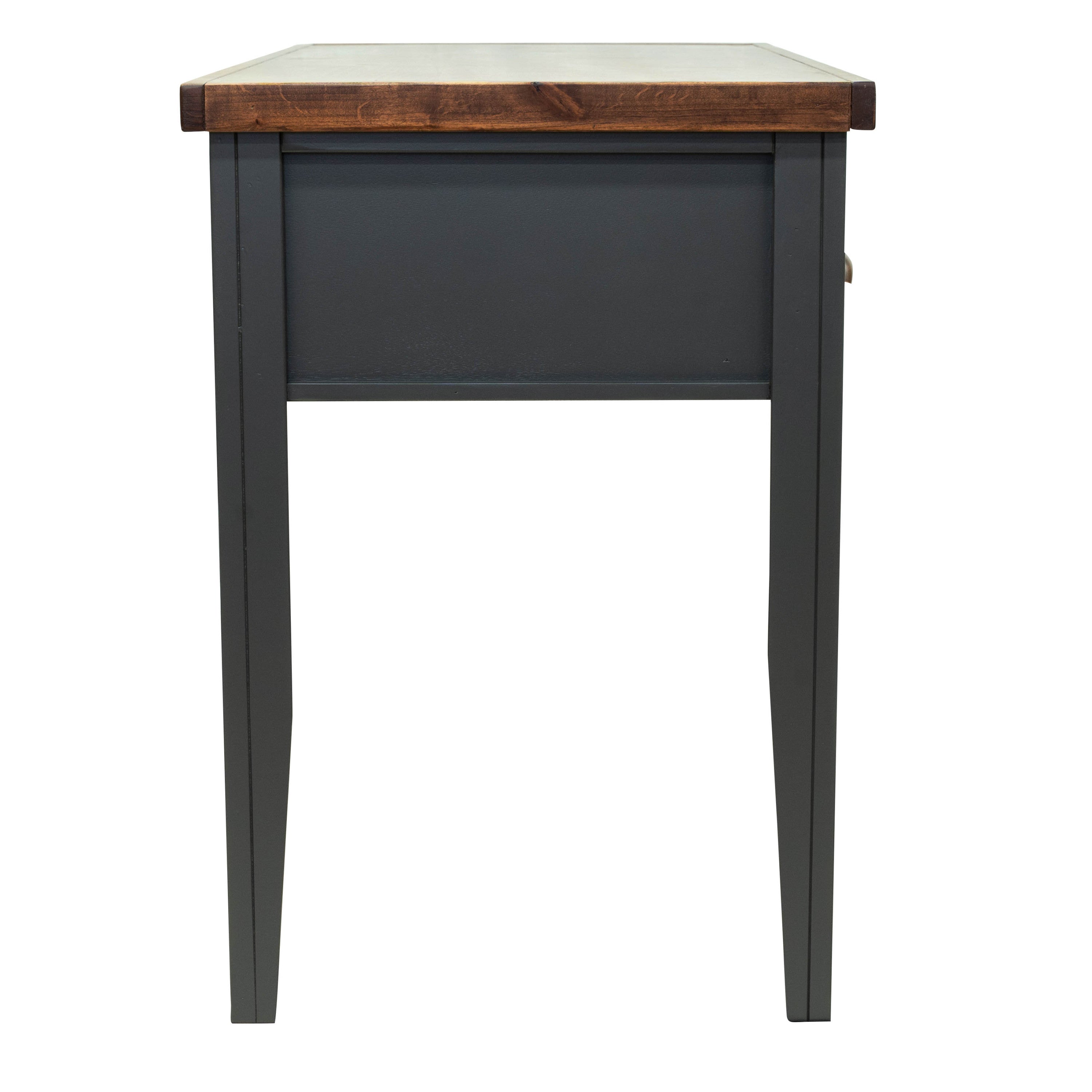 53 inch Writing Desk, No Assembly Required, Black and Whiskey Finish