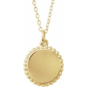 Engravable Beaded Disc Necklace or Charm/Pendant