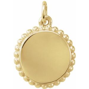 Engravable Beaded Disc Necklace or Charm/Pendant