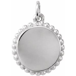 Engravable Beaded Disc Necklace or Charm/Pendant