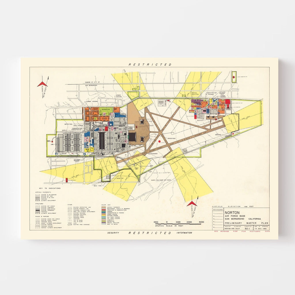 Vintage Map of Norton Air Force Base, 1952