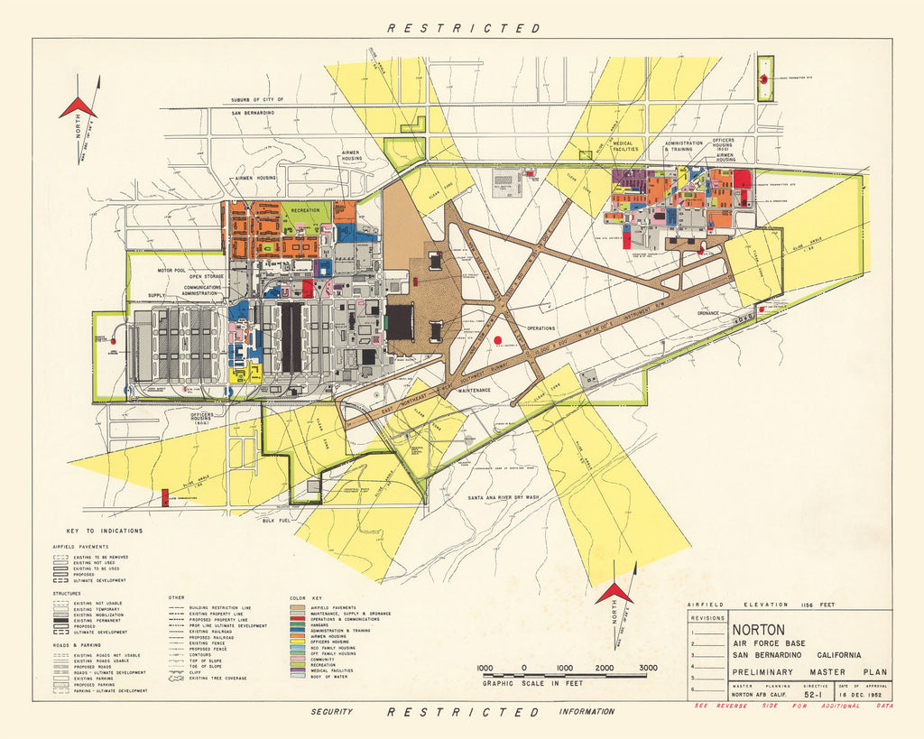 Vintage Map of Norton Air Force Base, 1952