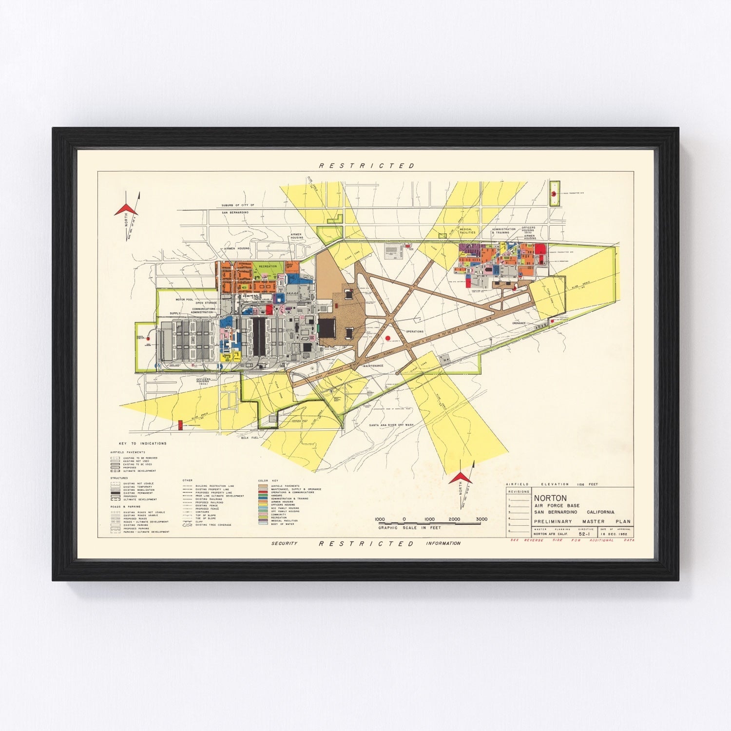 Vintage Map of Norton Air Force Base, 1952