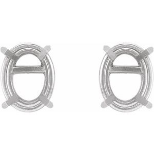 Sterling Silver 6x4 mm Oval 4-Prong Lightweight Earring Mounting – image 2