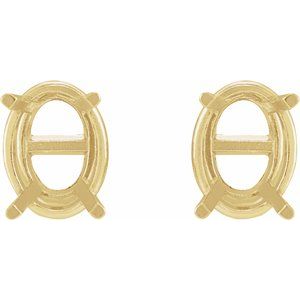 10K Yellow Gold 5.5x4.5 mm Oval 4-Prong Lightweight Earring Mounting – image 2