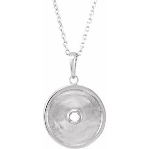 Platinum Natural Aquamarine & 1/4 CTW Natural Diamond Disc 16-18" Necklace