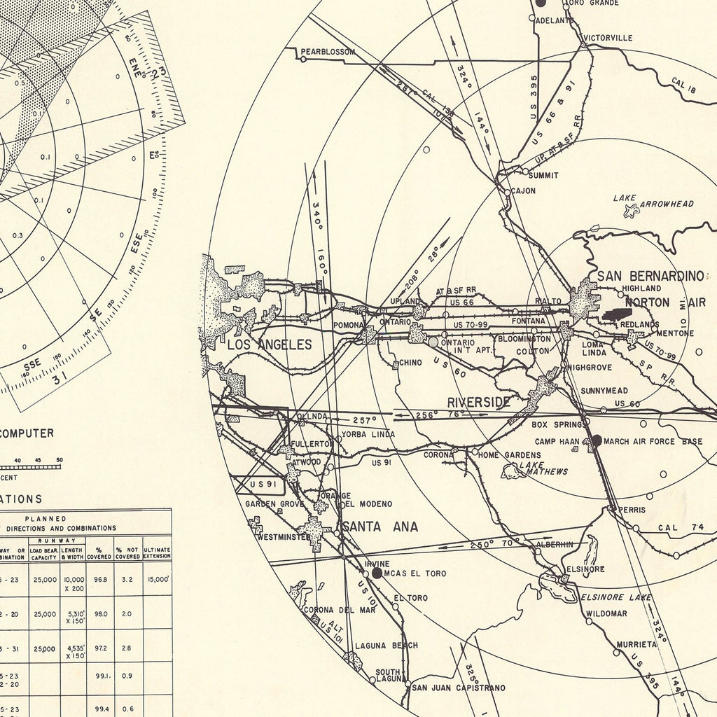 Vintage Map of the Norton Air Force Base Vicinity, 1952