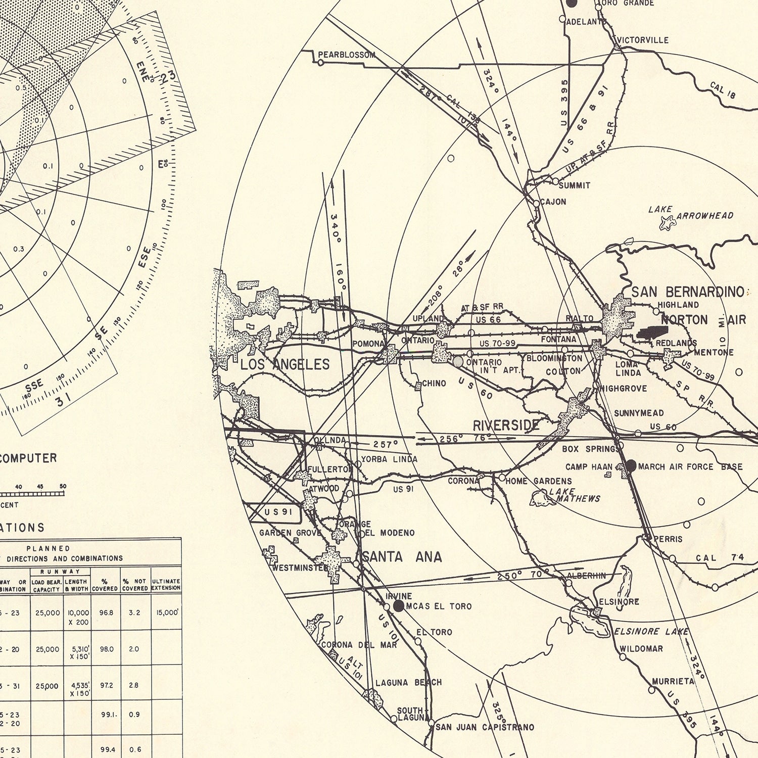 Vintage Map of the Norton Air Force Base Vicinity, 1952