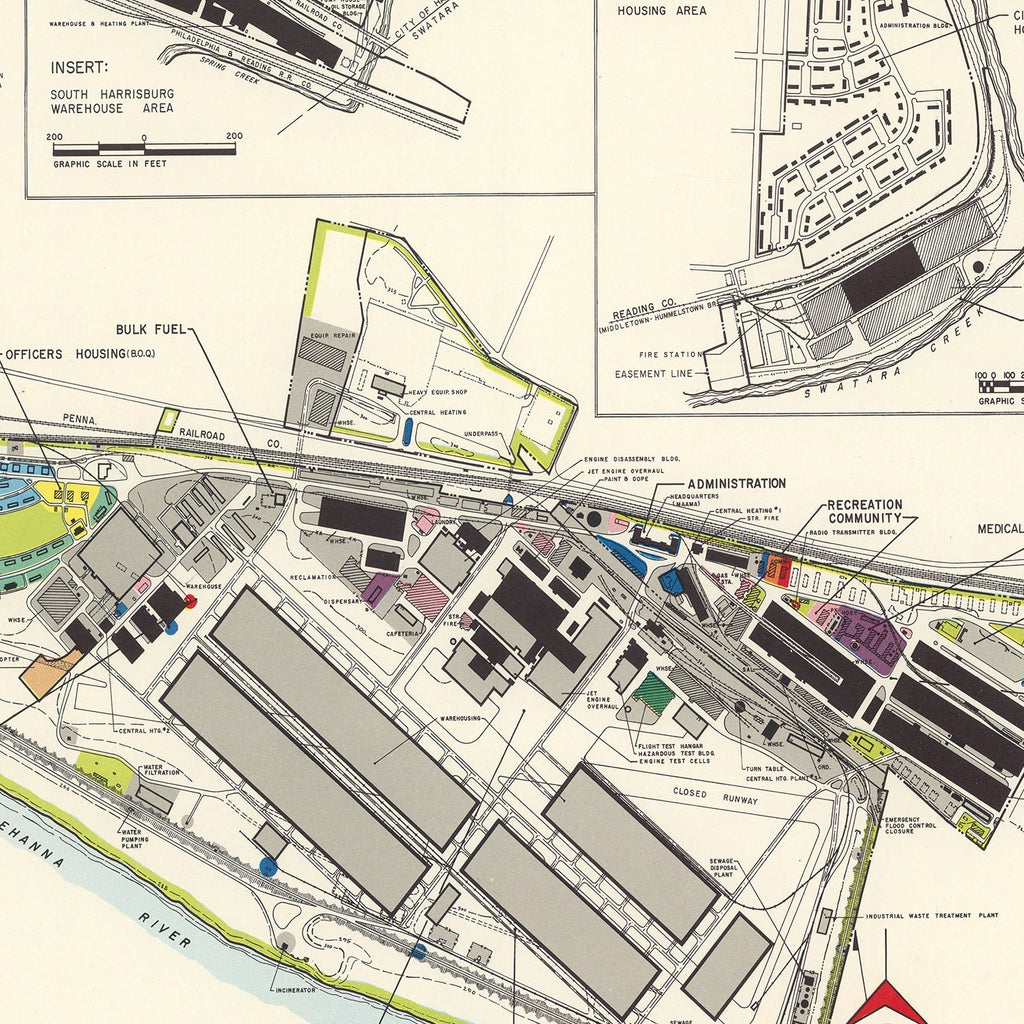 Vintage Map of Olmsted Air Force Base, 1951