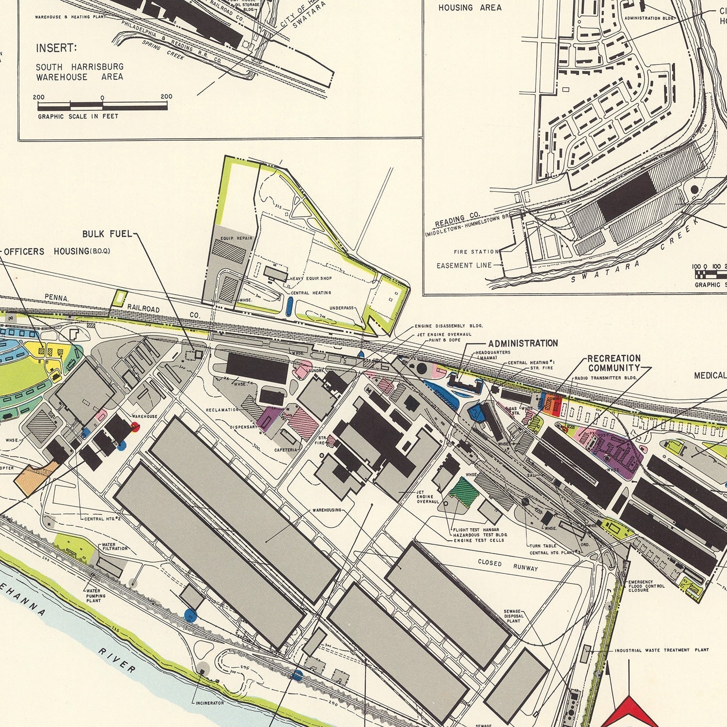 Vintage Map of Olmsted Air Force Base, 1951