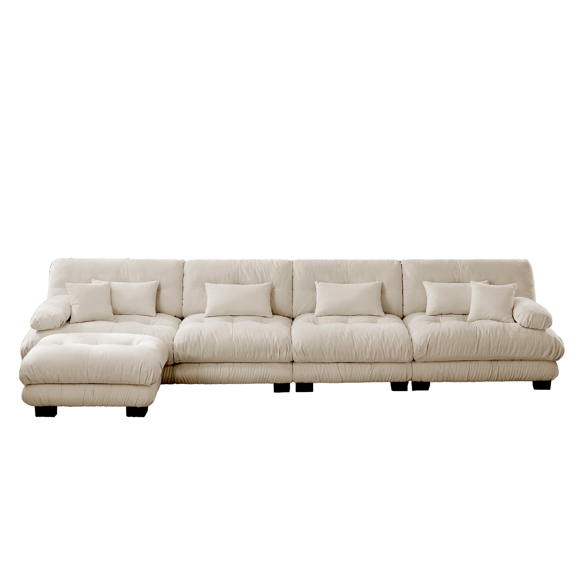 Free Combination, Modular Sectional Sofa,L Shaped Couch for Living Room, 4-Seater Comfy Cloud Couch with Convertible Ottoman, , Chenille Light coffee