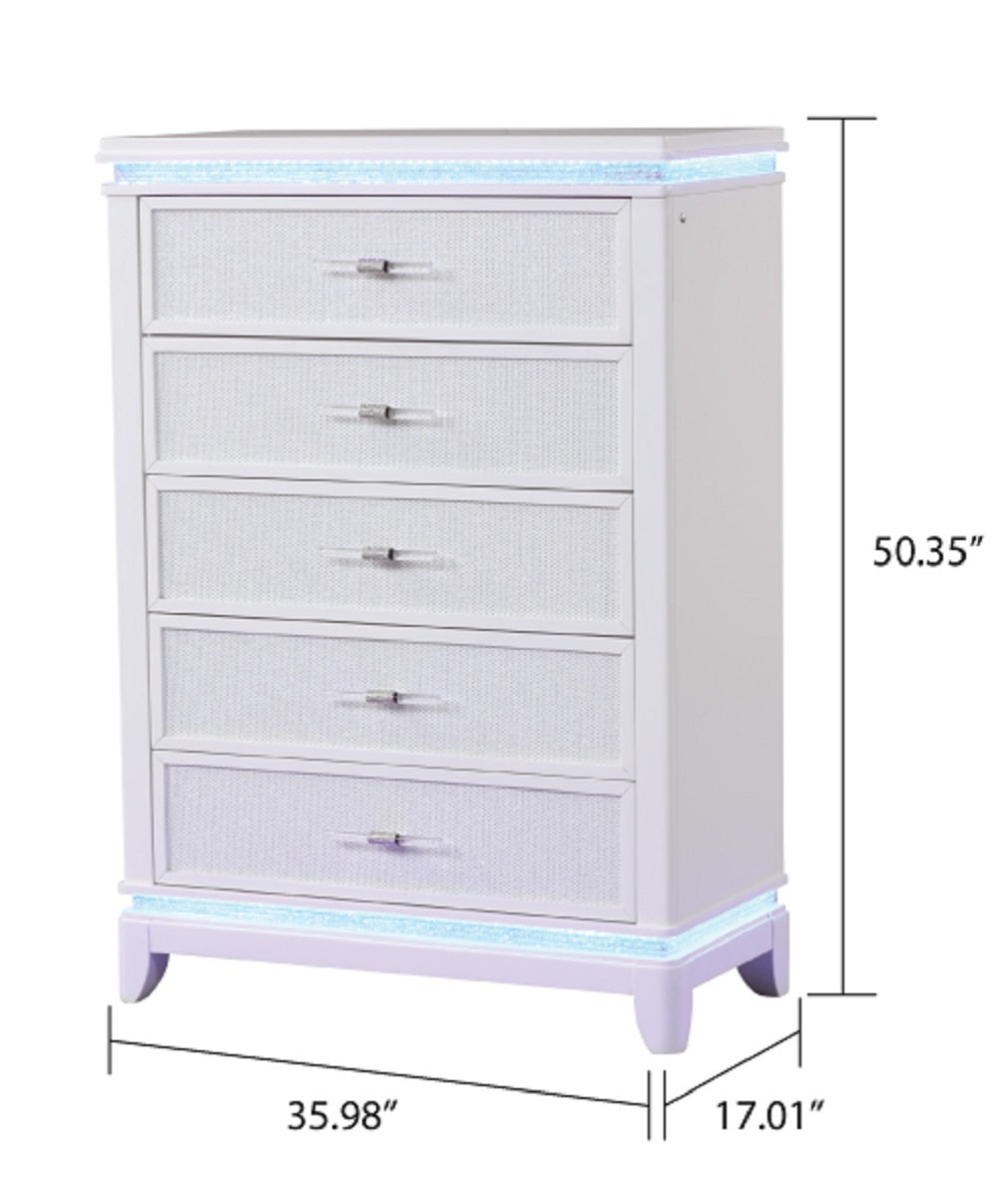 OPIUM King 5 Pc Bedroom set in Milky White(CA INVENTORY)