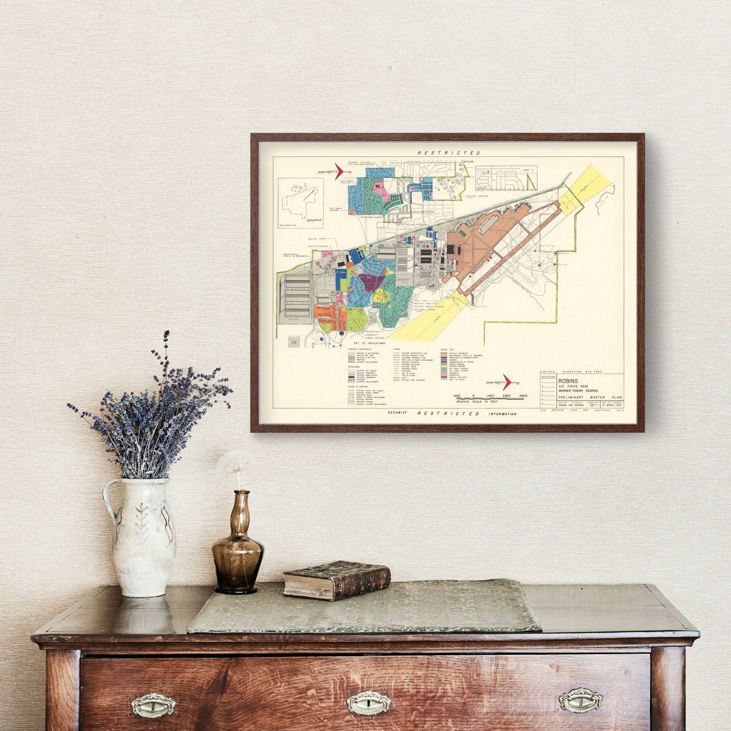 Vintage Map of Robins Air Force Base, 1952