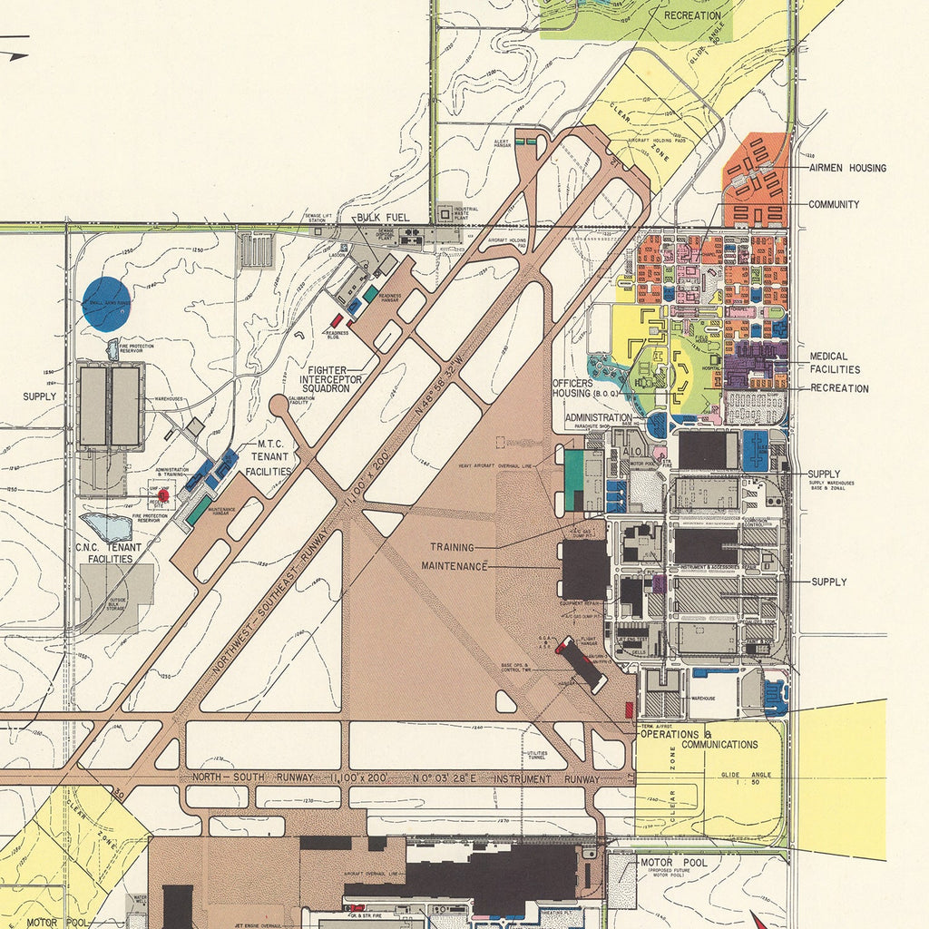 Vintage Map of Tinker Air Force Base, 1952