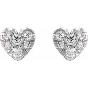 Sterling Silver 1/10 CTW Natural Diamond Heart Earrings – image 2