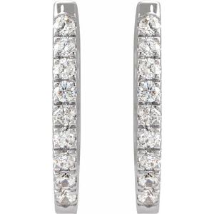 14K White Gold 1/5 CTW Natural Diamond Hoop Earrings – image 2