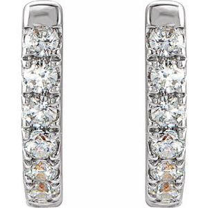 Sterling Silver 1/8 CTW Natural Diamond Hoop Earrings