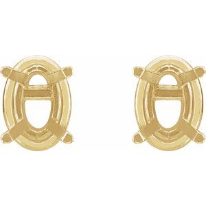 14K Yellow Gold 5.5x4.5 mm Oval 4-Prong Lightweight Earring Mounting – image 2