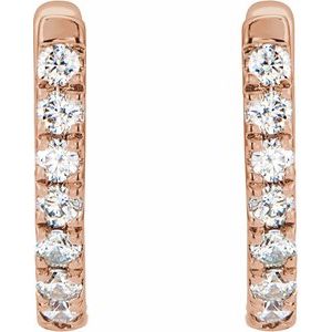 14K Rose Gold 1/6 CTW Natural Diamond Hoop Earrings – image 2