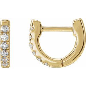14K Yellow Gold Vermeil 1/8 CTW Lab-Grown Diamond Hoop Earrings