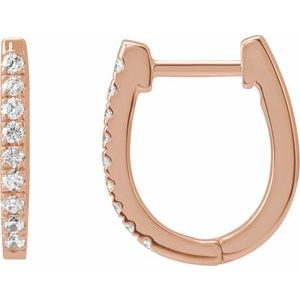 14K Rose Gold 1/5 CTW Natural Diamond Hoop Earrings