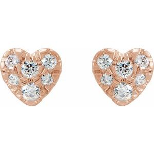 14K Rose Gold 1/10 CTW Natural Diamond Heart Earrings – image 2