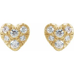14K Yellow Gold 1/10 CTW Natural Diamond Heart Earrings – image 2