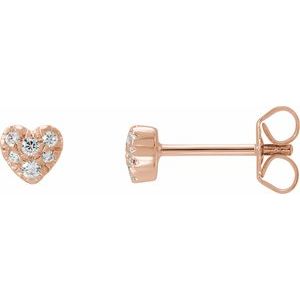 14K Rose Gold 1/10 CTW Natural Diamond Heart Earrings