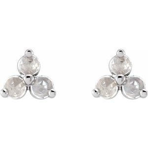14K White Gold 1/8 CTW Rose-Cut Natural Diamond Three-Stone Earrings