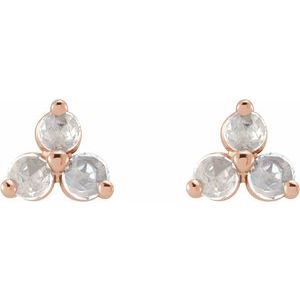 14K Rose Gold 1/8 CTW Rose-Cut Natural Diamond Three-Stone Earrings – image 2