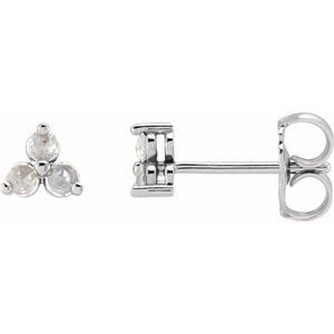 14K White Gold 1/8 CTW Rose-Cut Natural Diamond Three-Stone Earrings