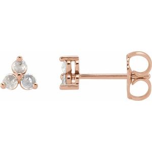 14K Rose Gold 1/8 CTW Rose-Cut Natural Diamond Three-Stone Earrings