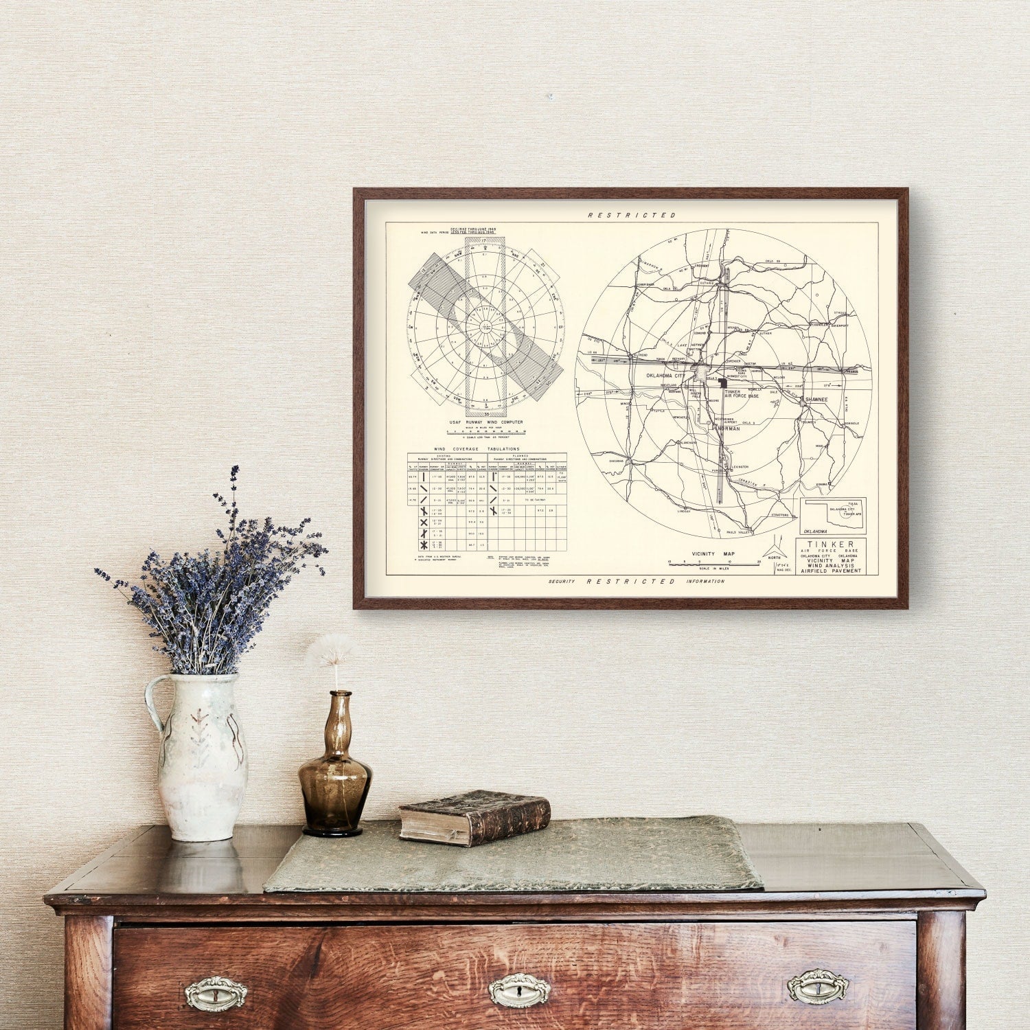 Vintage Map of the Tinker Air Force Base Vicinity, 1952