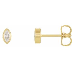 14K Yellow Gold 1/8 CTW Natural Diamond Solitaire Bezel-Set Earrings