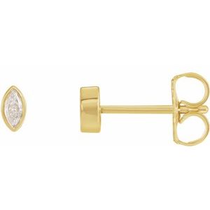 14K Yellow Gold 1/10 CTW Natural Diamond Solitaire Bezel-Set Earrings