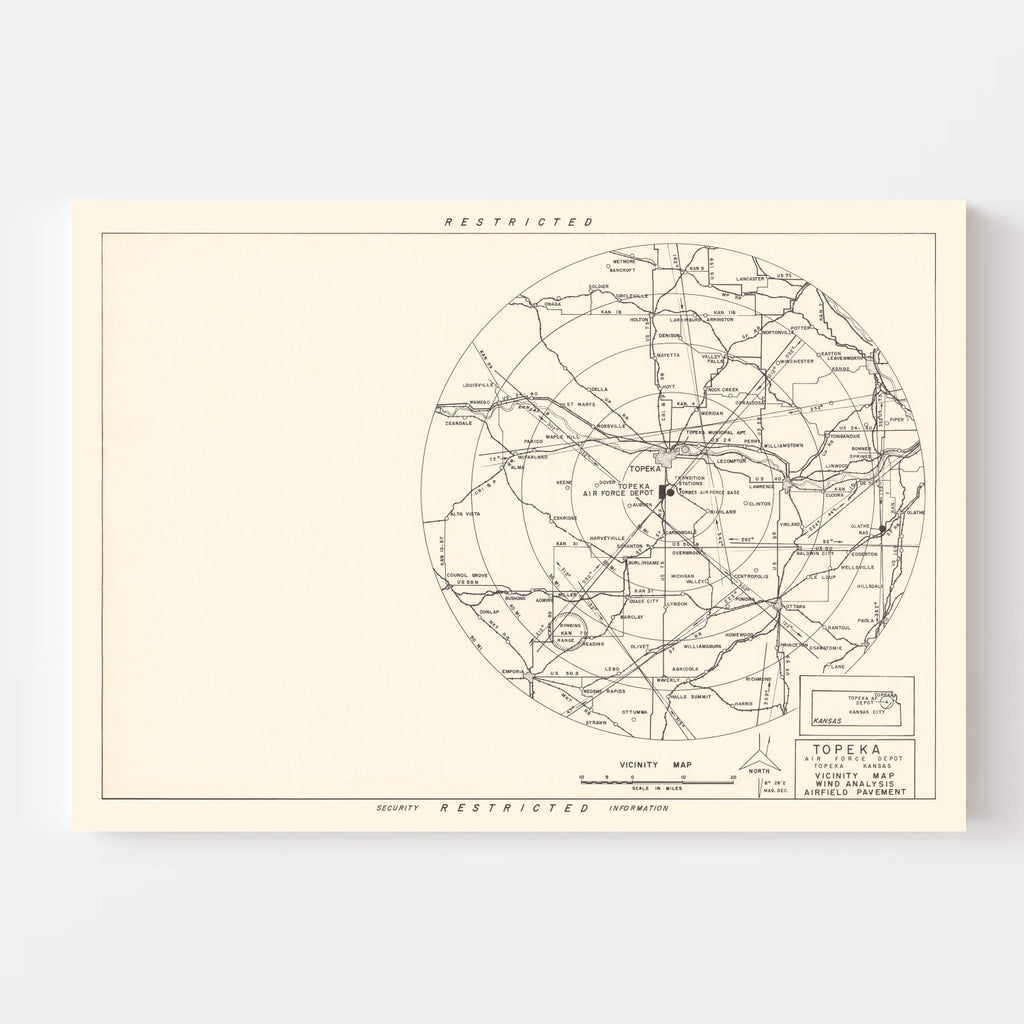 Vintage Map of the Topeka Air Force Depot Vicinity, 1951