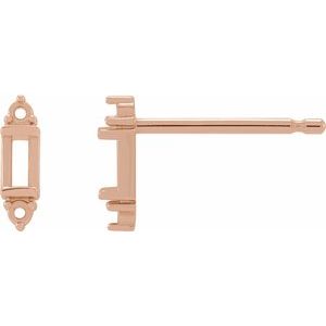 14K Rose Gold 2.5x1.5 mm Straight Baguette Accented Earring