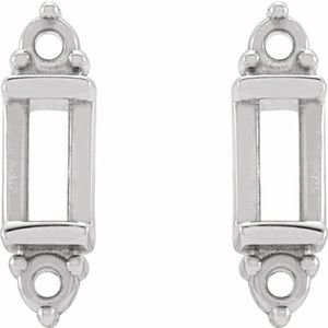 14K White Gold 2.5x1.5 mm Straight Baguette Accented Earring – image 2