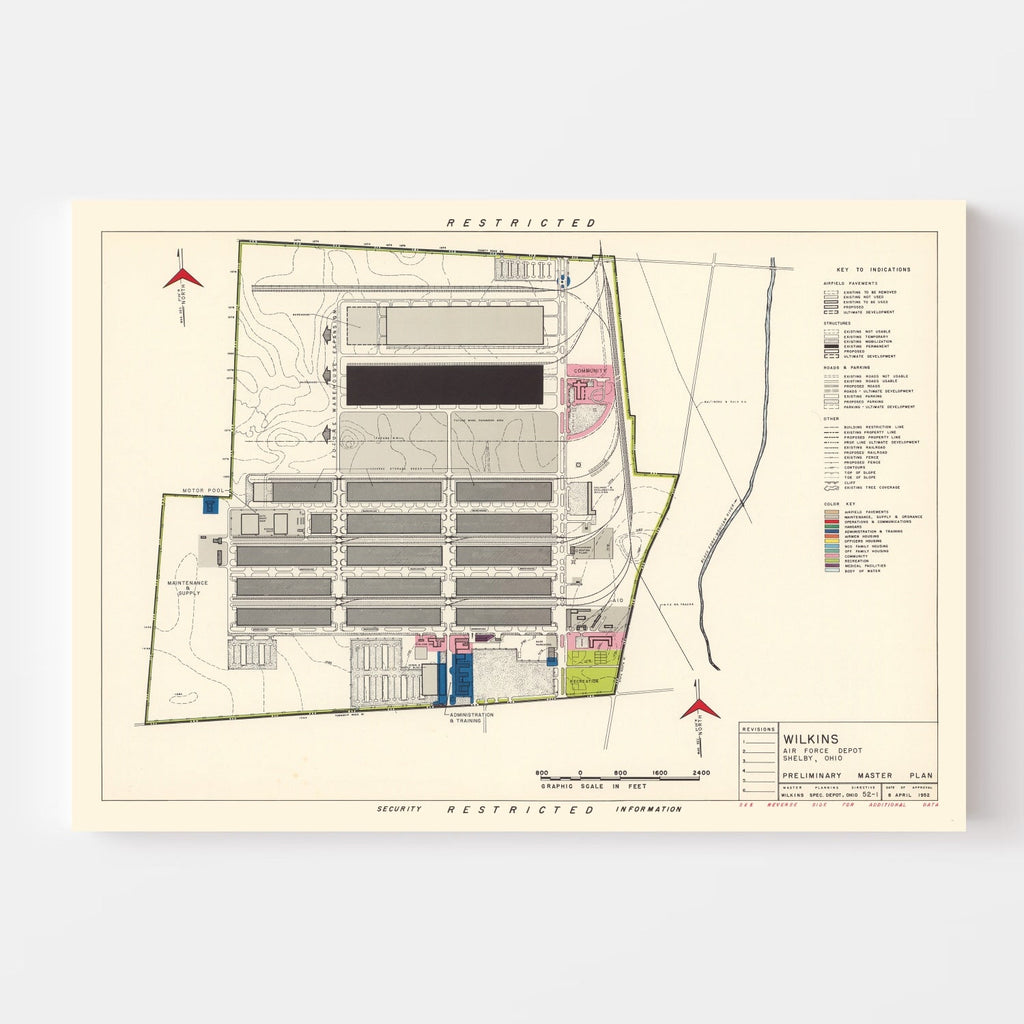 Vintage Map of Wilkins Air Force Depot, 1952