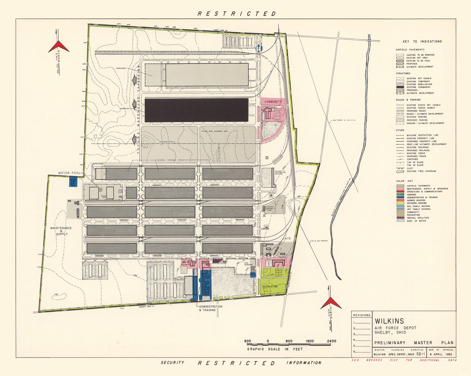 Vintage Map of Wilkins Air Force Depot, 1952