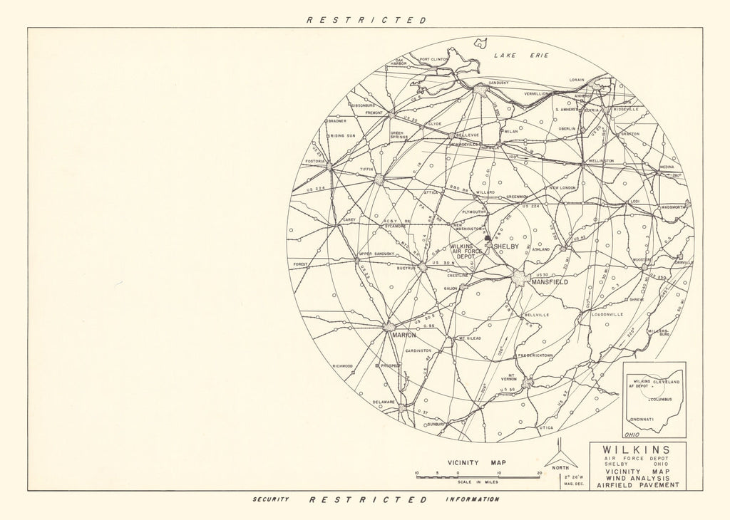 Vintage Map of the Wilkins Air Force Depot Vicinity, 1952