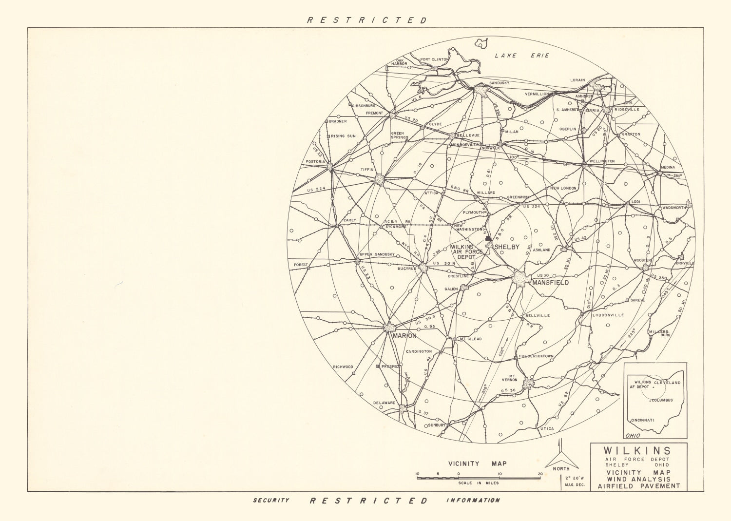 Vintage Map of the Wilkins Air Force Depot Vicinity, 1952
