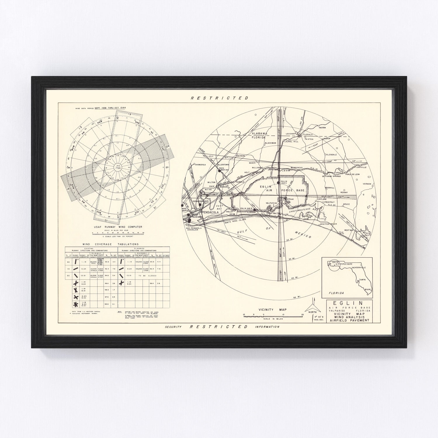 Vintage Map of the Eglin Air Force Base Vicinity, 1952