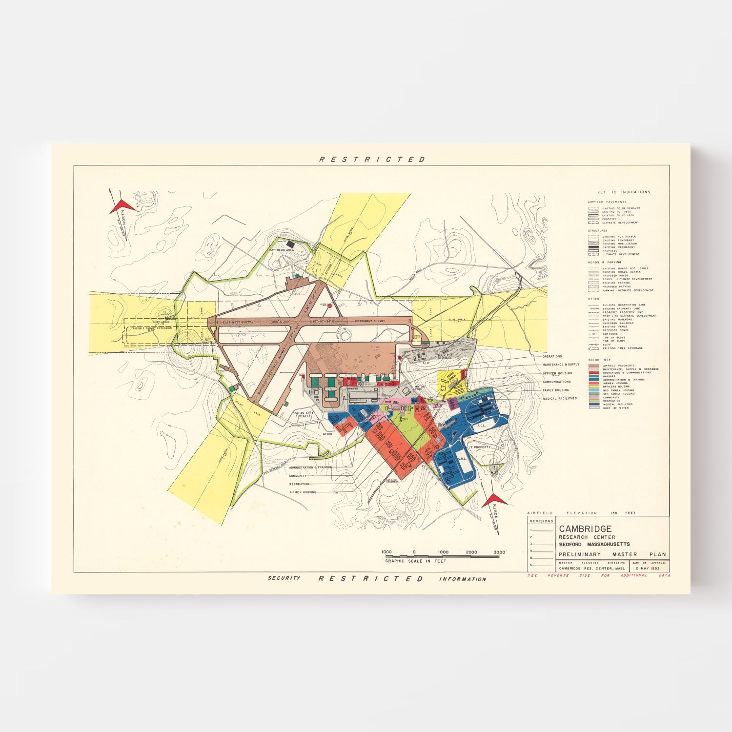 Vintage Map of Cambridge Research Center, 1952