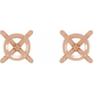 14K Rose Gold 3 mm Round 4-Prong Cocktail-Style Earring Mounting – image 2