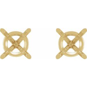 14K Yellow Gold 4 mm Round 4-Prong Cocktail-Style Earring Mounting – image 2