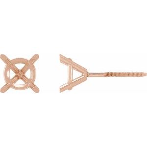 14K Rose Gold 6 mm Round 4-Prong Cocktail-Style Earring Mounting