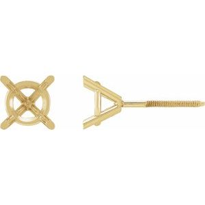 14K Yellow Gold 10.5 mm Round 4-Prong Cocktail-Style Earring Mounting