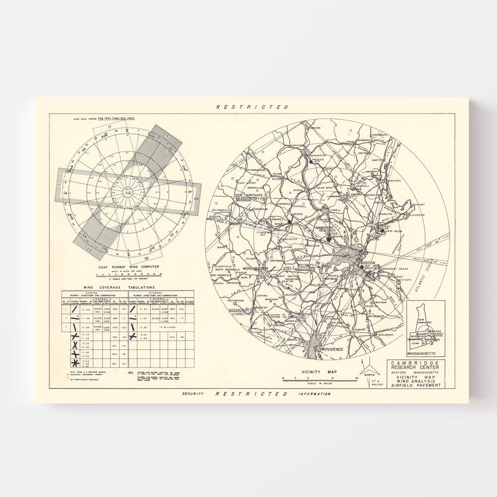 Vintage Map of the Cambridge Research Center Vicinity, 1952